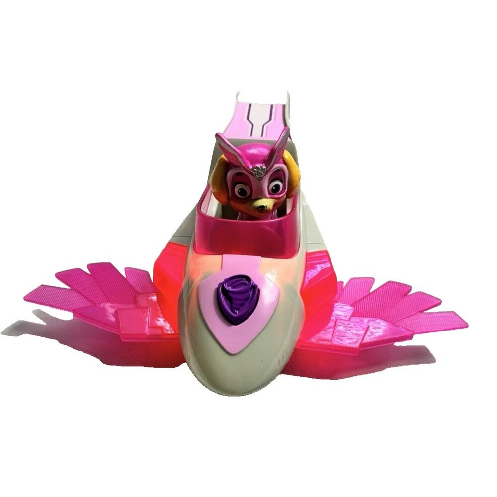 Paw Patrol Mighty Pups Skye Deluxe Vehicle and Figure Plane Pink Lights Sounds